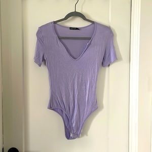 Nasty Gal Lilac Short Sleeve Bodysuit